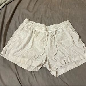 White linen shorts